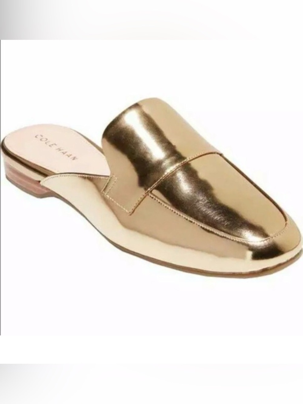 Cole Haan Gold Leather Slip-On Mules